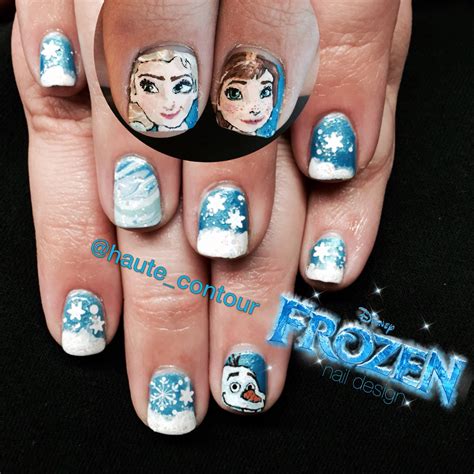 Disney Frozen Nails Featuring Elsa Anna And Olaf Frozen Nails
