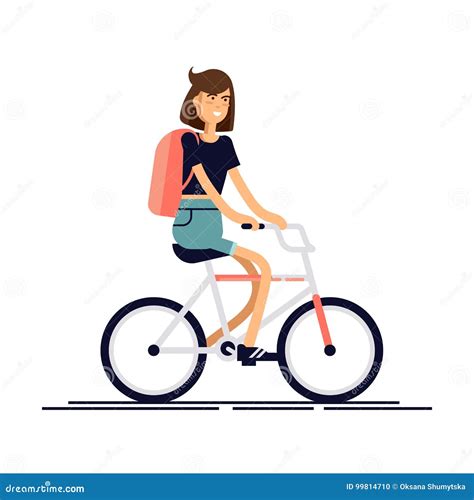 Happy Girl Riding A Bicycle Vector Illustration Stock Vector Illustration Of Lifestyle Cute