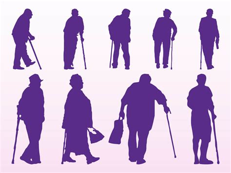 Elderly People Silhouettes Vector Art And Graphics