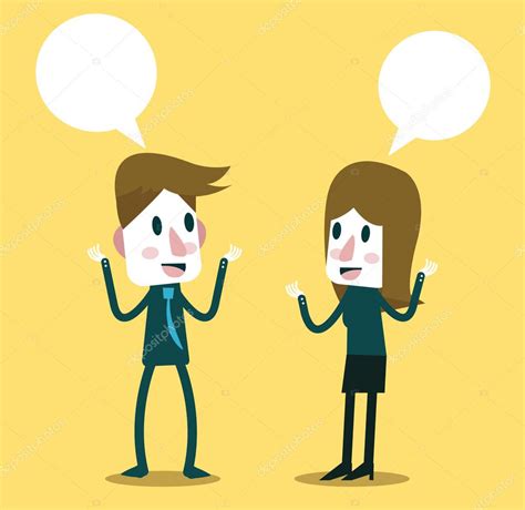 Two business people talking and discussing. — Stock Vector © mangsaab