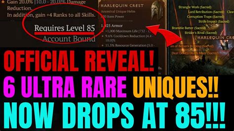 Diablo 4 Official Update 6 Ultra Rare Uniques Now Drops At Level 85