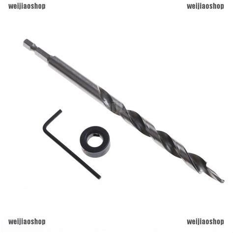 Weijiao2 38 Hex Pocket Hole Twist Step Drill Bitstop Collar Set For