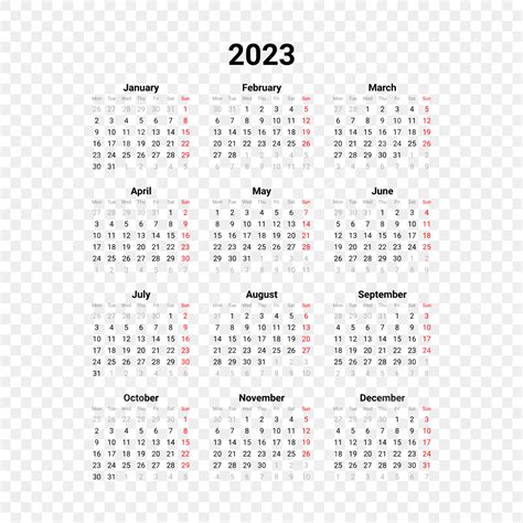 Calendario Minimalista De 2023 Png Calendario 2023 Minimalista Png