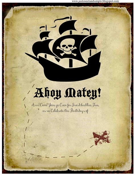 Just Sweet And Simple Pirate Party Invitations