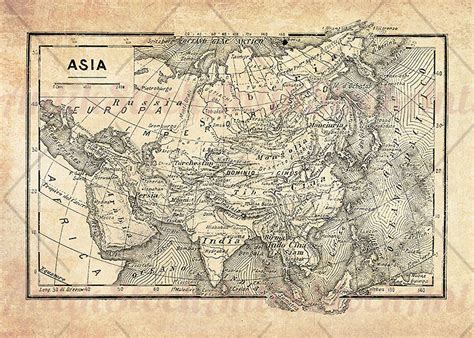 Vintage Map Of Asia Antikstock