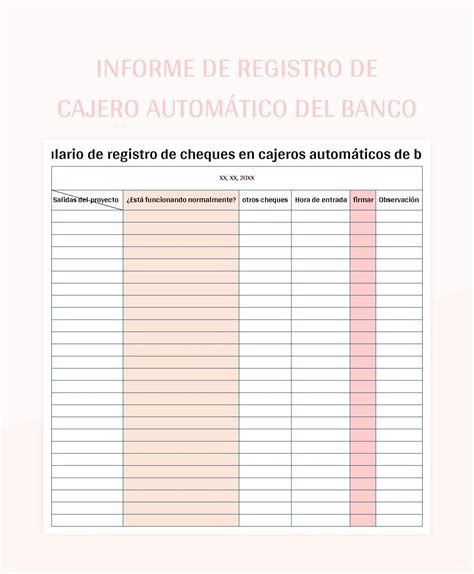 Plantilla De Excel Formulario De Registro De Cheques En Cajeros Automáticos Del Banco Y Hoja De