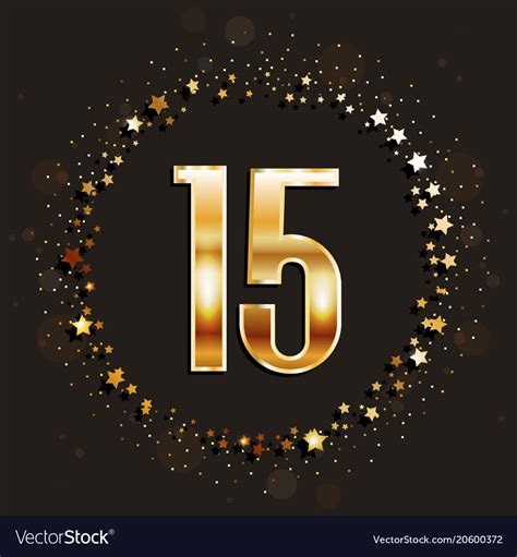 15 Years Anniversary Gold Banner Royalty Free Vector Image