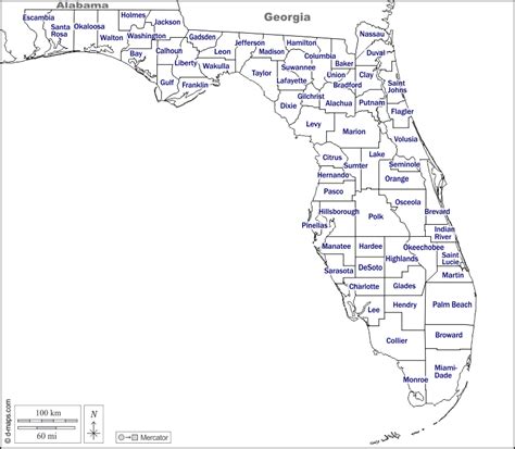 Map Of Florida Counties With Names Map