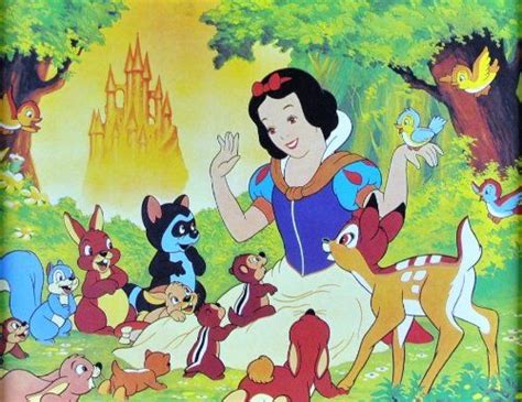 10x8 Disney Snow White And The Seven Dwarves Forest Animals Rare