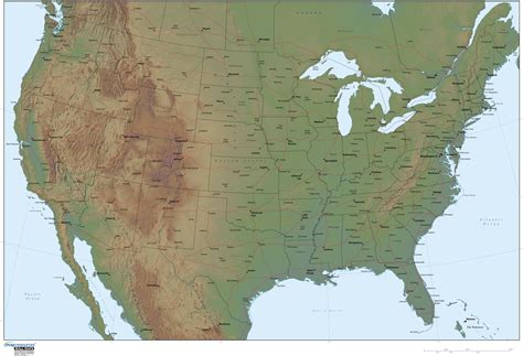 United States Relief Wall Map By Map Resources Mapsales