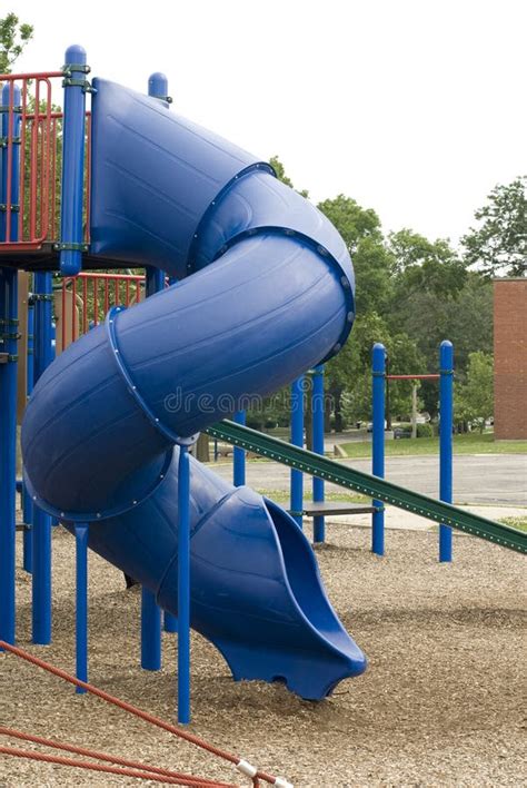Blue Playground Slide Stock Photo Image Of Fall Park 6330640