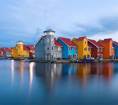 Color Houses Building Home House Ocean Sea Water Hd Wallpaper