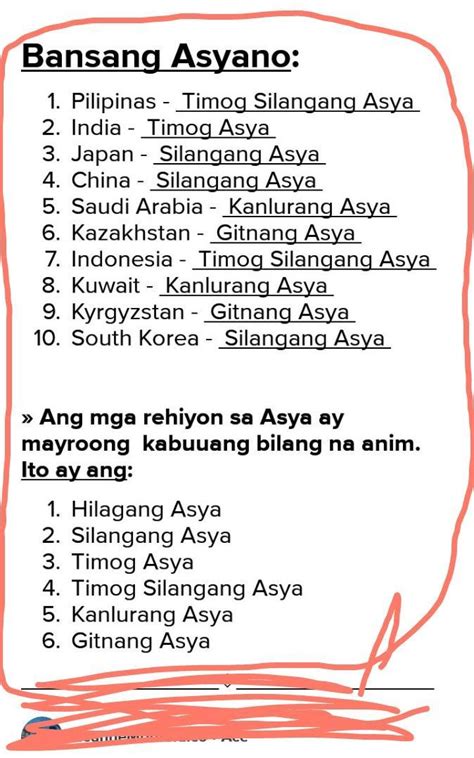 Gawain Kaya Ko To Panuto Tukuyin Mo Kung Saang Rehiyon Napapaloob