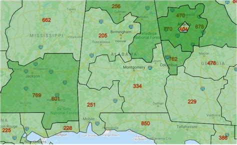 Alabama Area Codes All City Codes