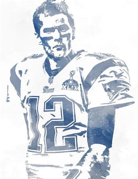 Tom Brady New England Patriots Water Color Pixel Art 9 Art Print By Joe