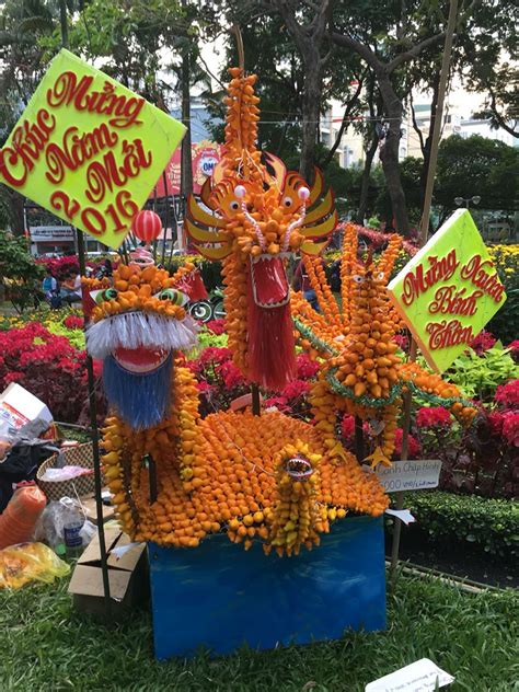 Dragon Fruit Sculpture In Saigon Vietnam For Lunar New Year Celebration