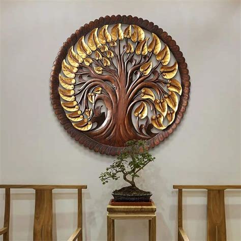 Wood Carved Wall Hanging Thai Wood Carving Bodhi Tree Of Life Etsy