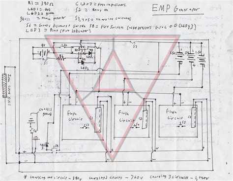 To filter out the noise from supply voltage capacitors are placed across terminals as shown in the diagram. > circuits > EMP Generator Schematic l45696 - Next.gr