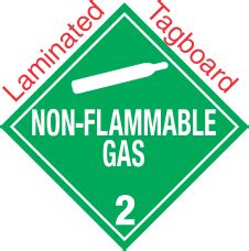 Standard Worded Non Flammable Gas Class 2 2 Laminated Tagboard Placard