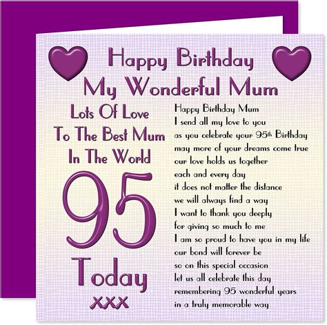 mum 95th happy birthday card lots of love to the best mum in the world 95 today