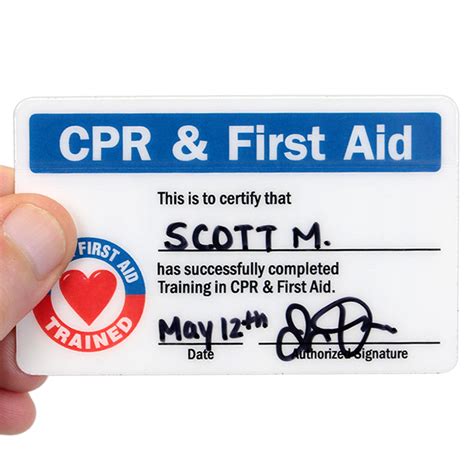 Cpr And First Aid Trained Wallet Card Signs Sku Bd 0388 Sl