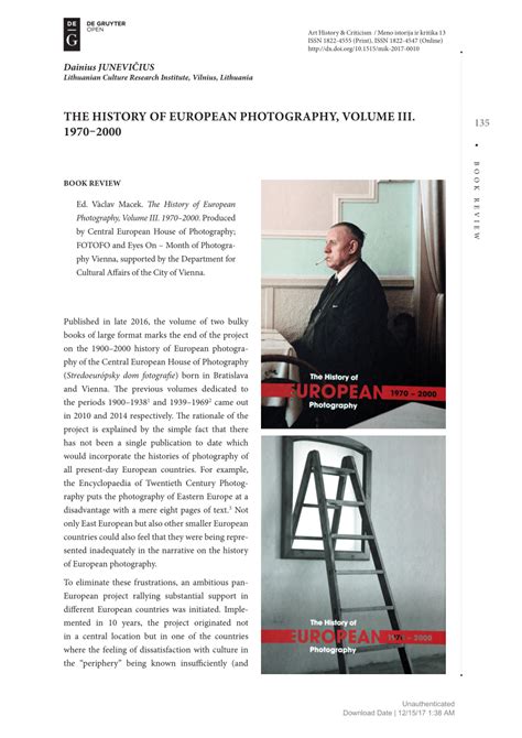 PDF The History Of European Photography Volume III