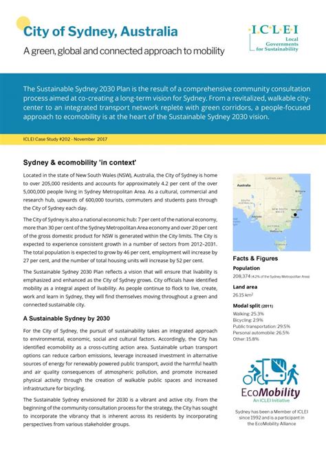 Iclei Case Study City Of Sydney Australia A Green Global And