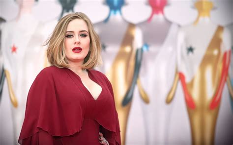 Download Wallpapers Adele British Singer Red Dress Beautiful Woman