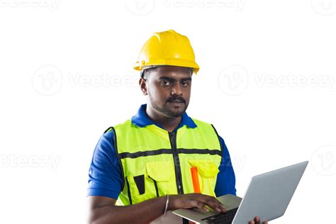 Worker Man With Laptop Man In Hard Hat 22496012 Png