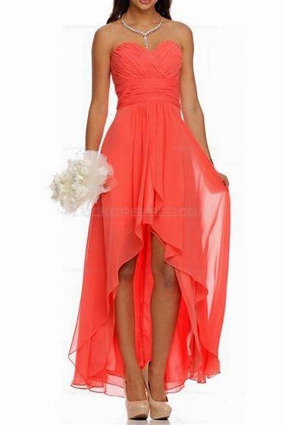 Bridesmaid Dresses Low Coral Guest Layered Sweetheart