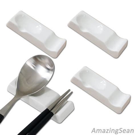 4 X Spoon And Chopsticks Holder Ceramic White Porcelain Chopstick And