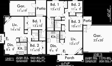 Single Story Duplex House Plan Corner Lot Home Plans And Blueprints