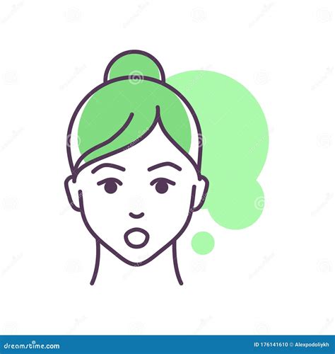 Human Feeling Astonishment Line Color Icon Face Of A Young Girl
