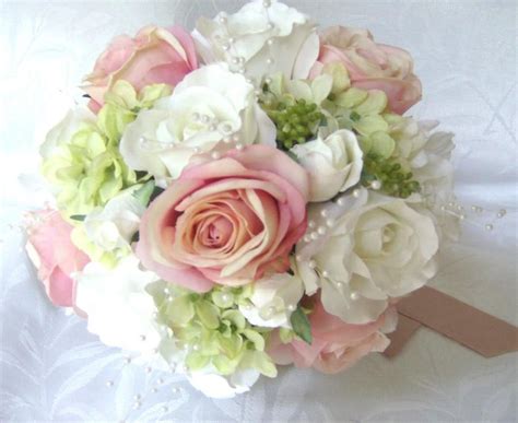 Wedding Bouquets And Boutonnieres 7 Piece Set Silk Bridal Bouquets Pink
