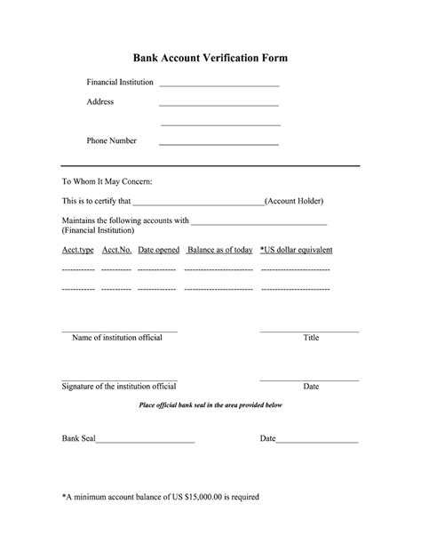 Bank Verification Form Fill Online Printable Fillable Blank