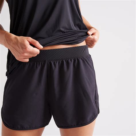 Womens 2 In 1 Anti Chafing Fitness Cardio Shorts Black