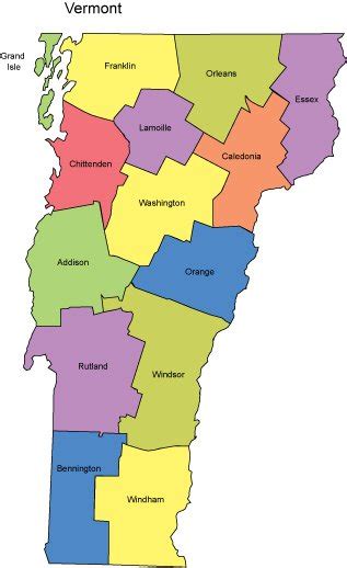 Vermont Powerpoint Map Counties