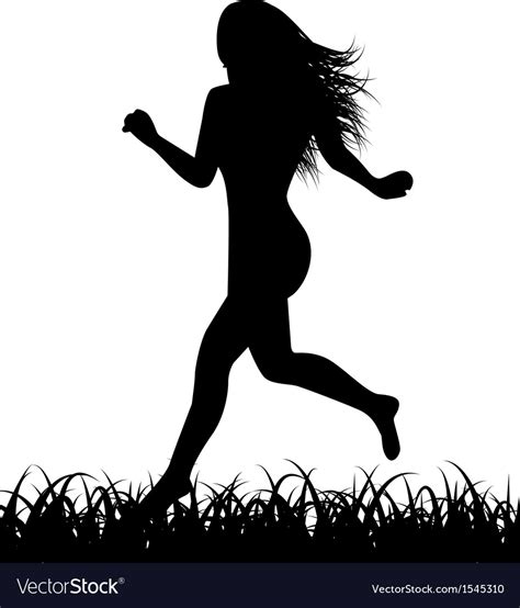 Silhouette Of Running Woman Royalty Free Vector Image
