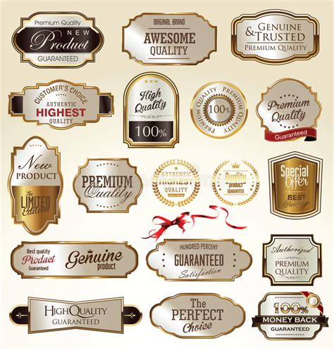 Golden Labels Collection Stock Illustration Illustration Of Guarantee