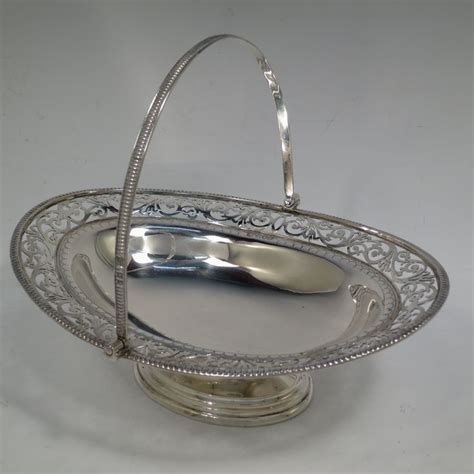 A Very Pretty Antique Victorian Sterling Silver Basket Made By Jh