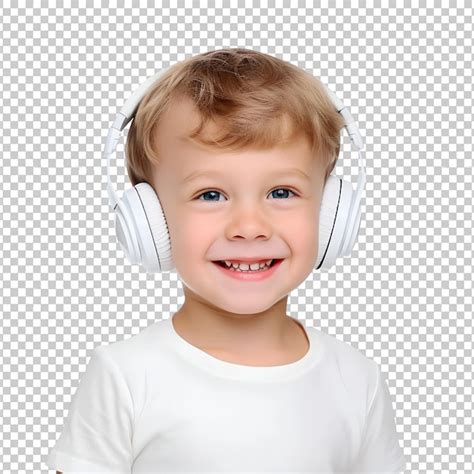 Niño Blanco Europeo Con Auriculares Blancos Escuchando Música Png