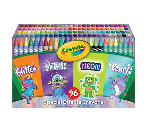 96 Neon Metallic Pearlescent And Glitter Crayons Crayola