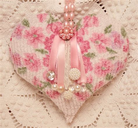 Pink Roses And Pearls Hanging Heart Lavender Sachet Vintage Etsy