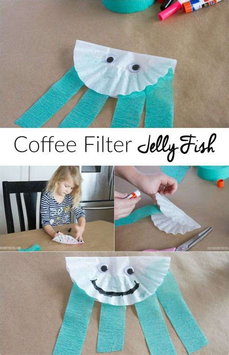 Coffee Filter Jellyfish Craft Jellyfish Craft Fish Crafts Art For Kids