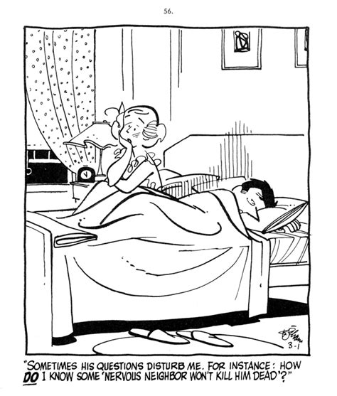 A Black And White Cartoon Drawing Of A Woman Laying In Bed With Her Head On The Pillow
