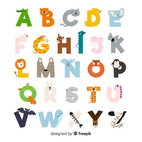 Free Vector Flat Cute Animals Alphabet