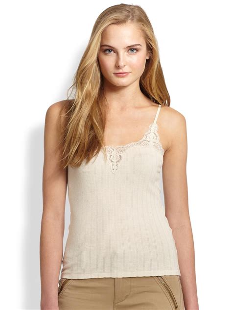 Lyst Polo Ralph Lauren Lace Trim Knit Camisole In White