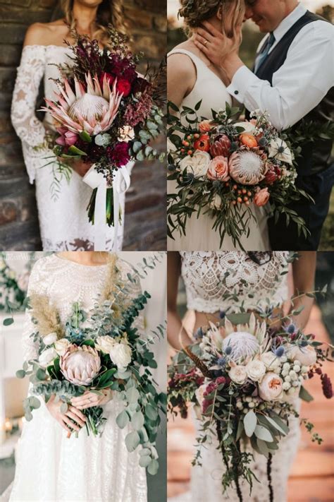 Moody Fall Wedding Bouquet Ideas With Proteas Wedding Weddings