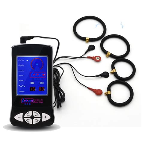 Electro Stimulator Black Massage Device E Stim Power Box With Big Stim Black Plastic Ring