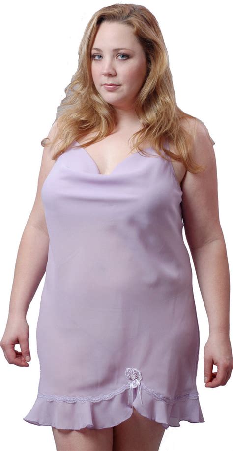 Womens Plus Size Georgette Chemise With Lace 4068x 1x 3x